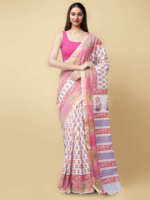 Unnati Silks Women Pink & White Pure Block Printed Sambalpuri Cotton Sustainable Saree
Unnati Silks Women Pink & White Pure Block Printed Sambalpuri Cotton Sustainable Saree