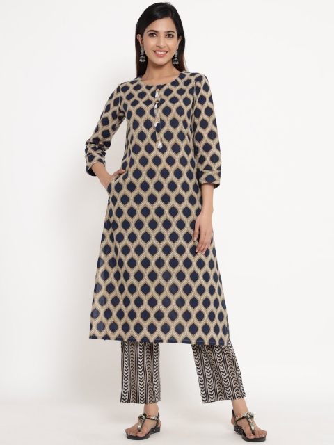 ZOLA Women Navy Blue Ethnic Motifs Yoke Design Panelled Pure Cotton Kurti with Trousers
ZOLA Women Navy Blue Ethnic Motifs Yoke Design Panelled Pure Cotton Kurti with Trousers