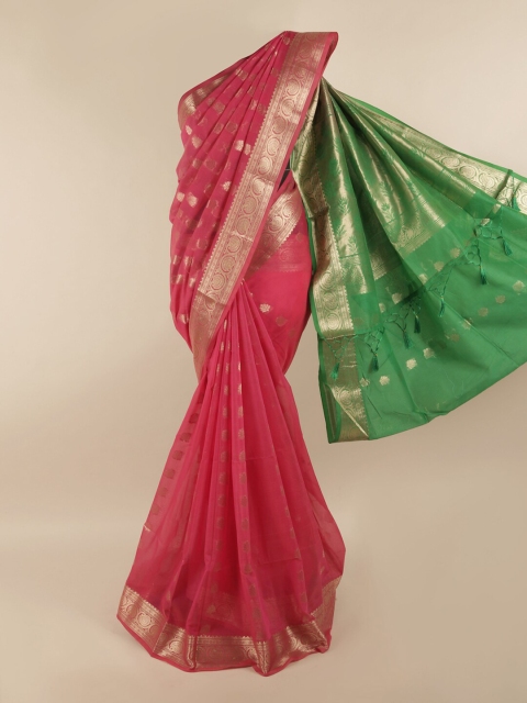 Pothys Pink & Green Woven Design Saree