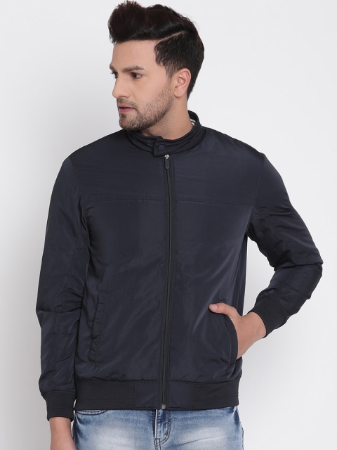 METTLE Men Navy Blue Bomber Jacket