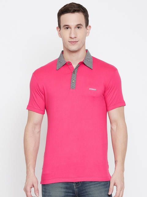 armure Men Pink Polo Collar T-shirt