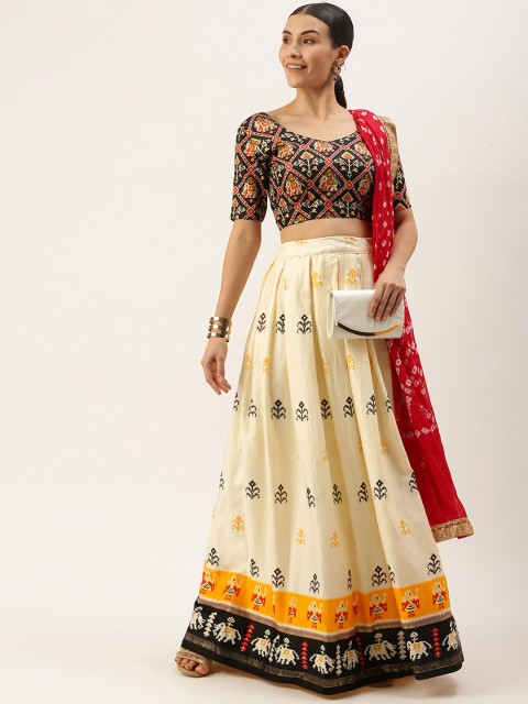 LOOKNBOOK ART Off White & Multicoloured Printed Semi-Stitched Lehenga & Unstitched Blouse With Dupatta
LOOKNBOOK ART Off White & Multicoloured Printed Semi-Stitched Lehenga & Unstitched Blouse With Dupatta