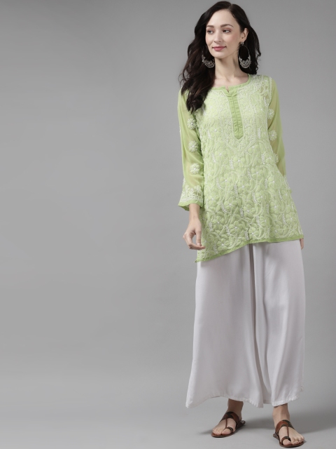 ADA Green & White Ethnic Motifs Embroidered Chikankari Pure Georgette Chikankari Kurti
ADA Green & White Ethnic Motifs Embroidered Chikankari Pure Georgette Chikankari Kurti