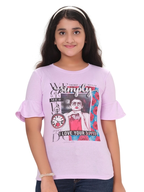 ORANGE PUMPKKIN Lavender Printed Regular Top