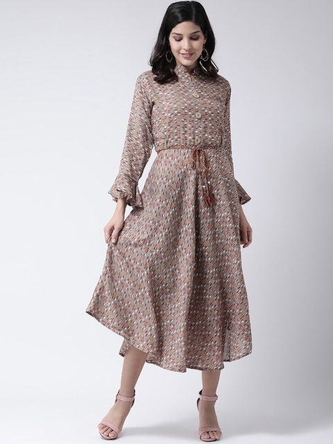 Charitra Olive Green Floral Shirt Midi Dress