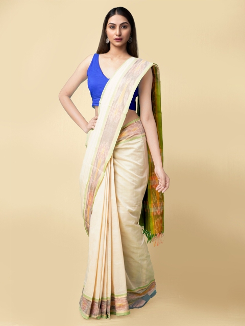 Unnati Silks Women Cream-Coloured & Green Pure Handloom Ikat Uppada Silk Cotton Sustainable Saree
Unnati Silks Women Cream-Coloured & Green Pure Handloom Ikat Uppada Silk Cotton Sustainable Saree