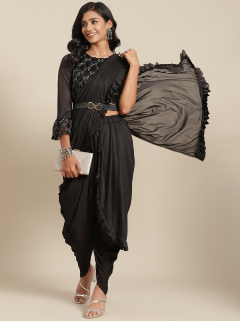 Tikhi Imli Solid Saree, Black