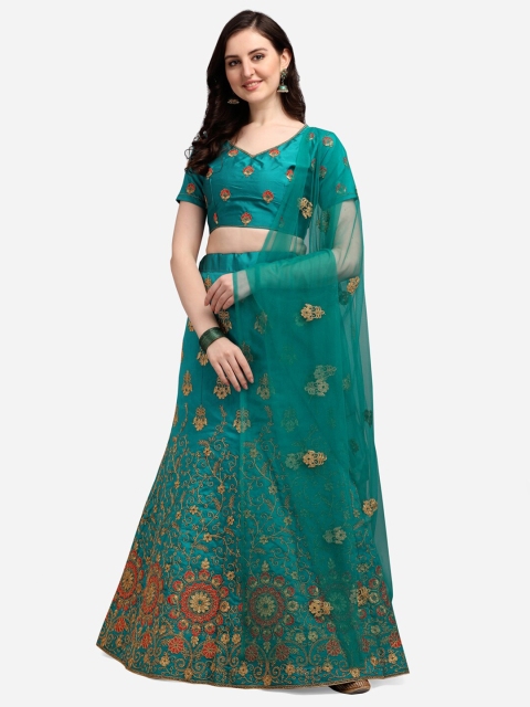 Satrani Teal & Gold-Toned Embroidered Semi-Stitched Lehenga & Unstitched Blouse With Dupatta
Satrani Teal & Gold-Toned Embroidered Semi-Stitched Lehenga & Unstitched Blouse With Dupatta