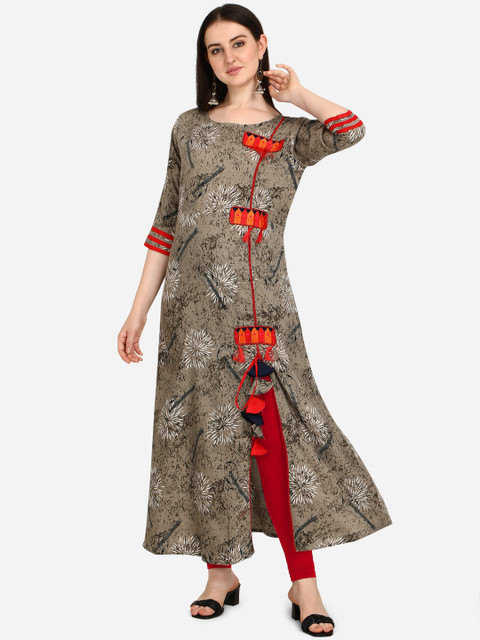 OM SAI LATEST CREATION Women Grey & Orange Floral Printed Anarkali Kurta
OM SAI LATEST CREATION Women Grey & Orange Floral Printed Anarkali Kurta