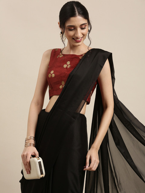 Tikhi Imli Black Poly Crepe Saree 
Tikhi Imli Black Poly Crepe Saree