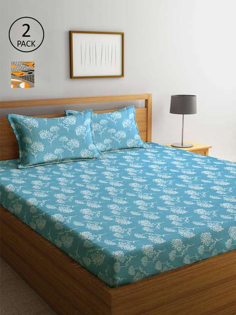 Arrabi Pack Of 2 White & Blue Floral 300 TC 2 King Bedsheet with 4 Pillow Covers
Arrabi Pack Of 2 White & Blue Floral 300 TC 2 King Bedsheet with 4 Pillow Covers