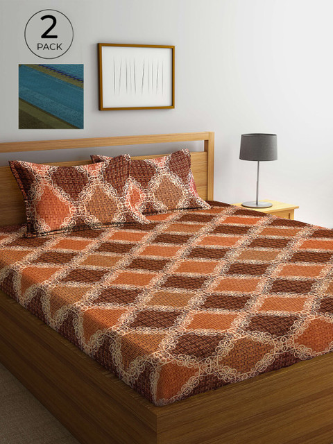 Arrabi Set Of 2 Brown & Blue Ethnic Motifs 300 TC 2 King Bedsheet with 4 Pillow Covers
Arrabi Set Of 2 Brown & Blue Ethnic Motifs 300 TC 2 King Bedsheet with 4 Pillow Covers