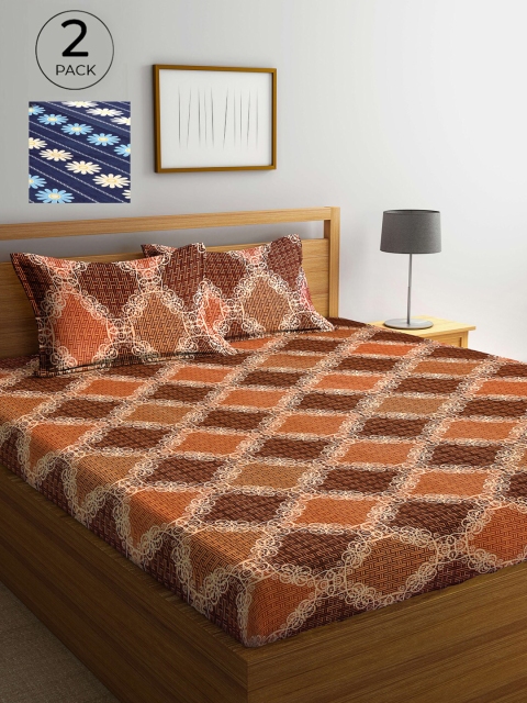Arrabi Set Of 2 Brown & Navy Blue Ethnic Motifs 300 TC King Bedsheet with 4 Pillow Covers
Arrabi Set Of 2 Brown & Navy Blue Ethnic Motifs 300 TC King Bedsheet with 4 Pillow Covers