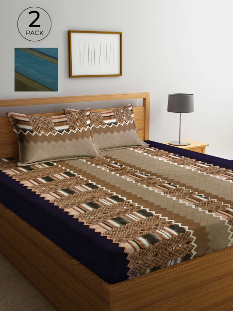 Arrabi Set Of 2 Multicoloured Striped 300 TC King Bedsheet With 4 Pillow Covers, Multi
Arrabi Set Of 2 Multicoloured Striped 300 TC King Bedsheet With 4 Pillow Covers, Multi