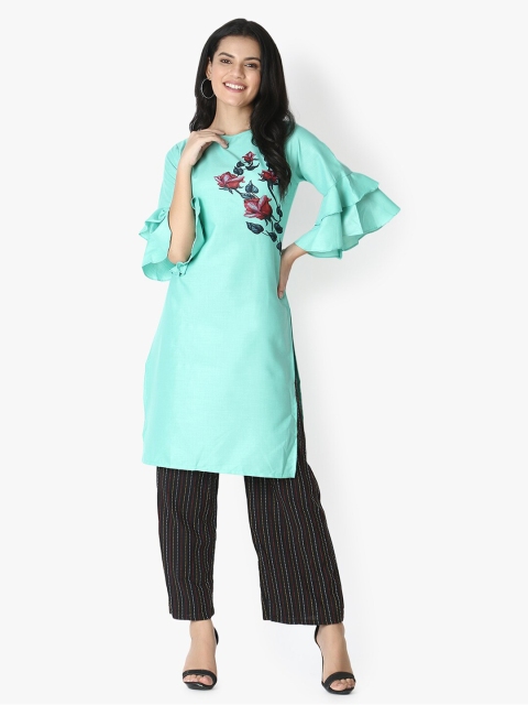 OM SAI LATEST CREATION Women Turquoise Blue & Red Floral Digital Printed Bell Sleeve Kurta
OM SAI LATEST CREATION Women Turquoise Blue & Red Floral Digital Printed Bell Sleeve Kurta