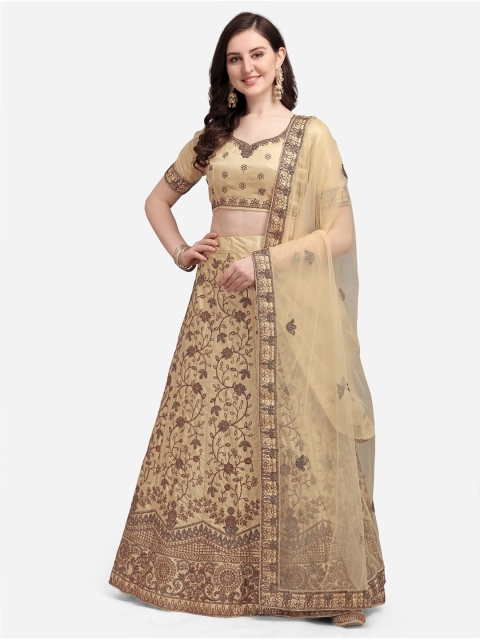 Satrani Beige & Brown Embroidered Semi-Stitched Lehenga & Unstitched Blouse With Dupatta
Satrani Beige & Brown Embroidered Semi-Stitched Lehenga & Unstitched Blouse With Dupatta