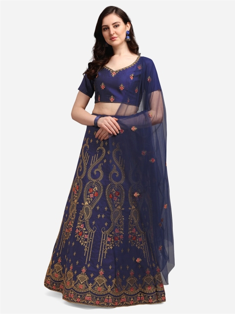 Satrani Blue & Gold-Toned Embroidered Semi-Stitched Lehenga & Unstitched Blouse With Dupatta
Satrani Blue & Gold-Toned Embroidered Semi-Stitched Lehenga & Unstitched Blouse With Dupatta