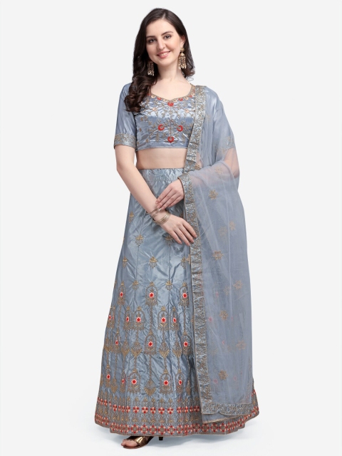 Satrani Grey & Red Embroidered Semi-Stitched Lehenga & Unstitched Blouse With Dupatta
Satrani Grey & Red Embroidered Semi-Stitched Lehenga & Unstitched Blouse With Dupatta