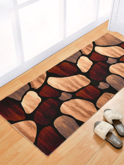 Florida Black & Maroon Abstract Print Anti-Skid Floor Runner