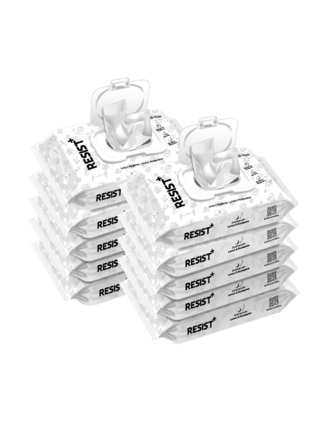 RESIST PLUS Pack of 10 Alcohol Sanitizing Wipes Pharma Grade - 25 Wipes Each, White
RESIST PLUS Pack of 10 Alcohol Sanitizing Wipes Pharma Grade - 25 Wipes Each, White