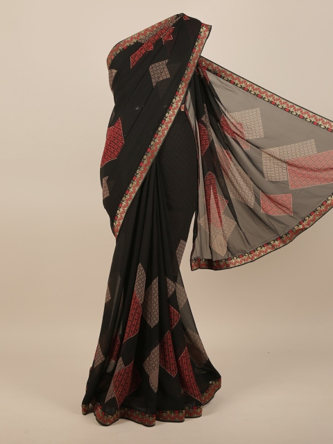 Pothys Black & Red Printed Saree