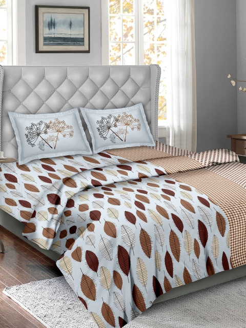 BELLA CASA Blue & White Floral Cotton Double King Bedding Set