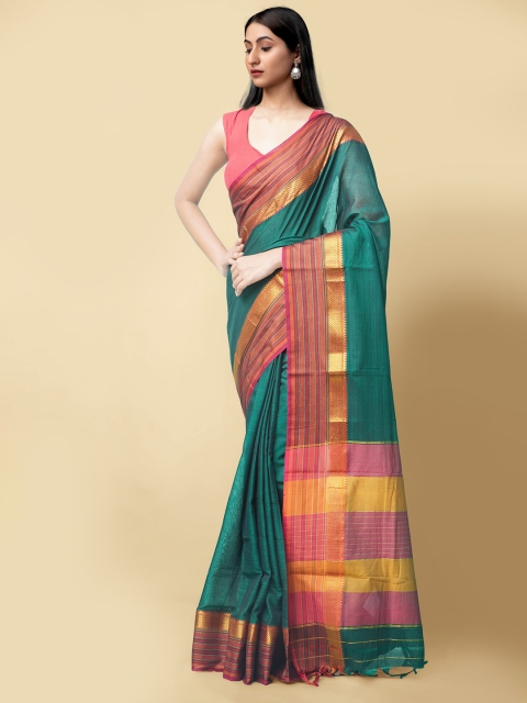Unnati Silks Women Green & Magenta Pure Cotton Solid Sustainable Narayan Peth Saree
Unnati Silks Women Green & Magenta Pure Cotton Solid Sustainable Narayan Peth Saree