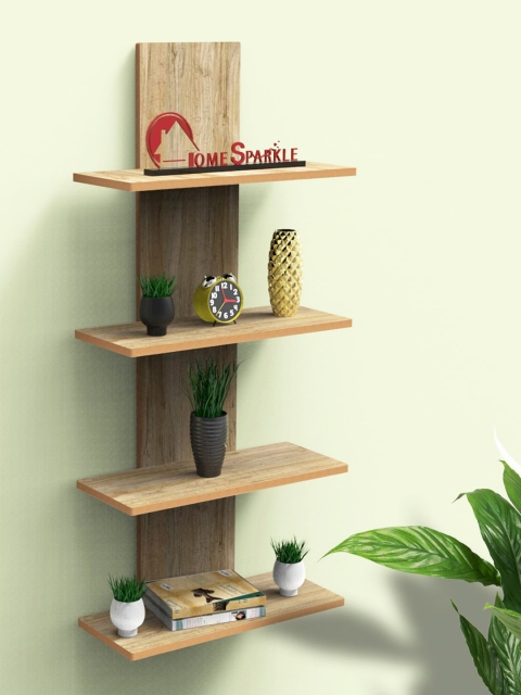 Home Sparkle Brown MDF Basic Wall Shelf