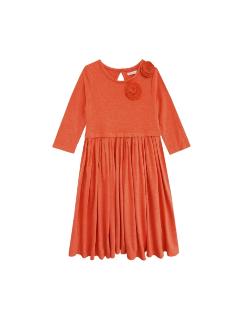 milou Girls Orange Fit & Flare Dress