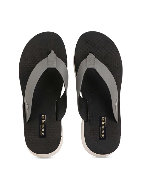 Shoetopia Women Black & Grey Thong Flip-Flops