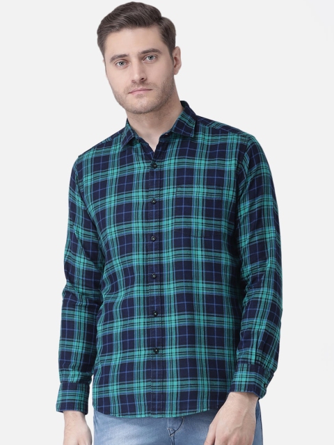 Zeal Men Blue Tartan Checked Casual Shirt