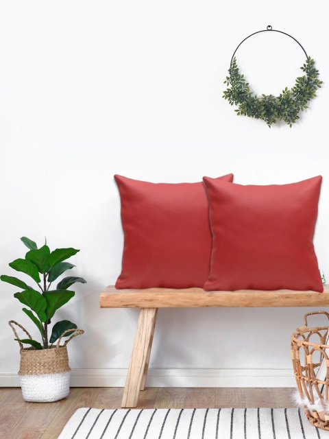 KICA Red Set of 2 Square Reversible Cushion Covers