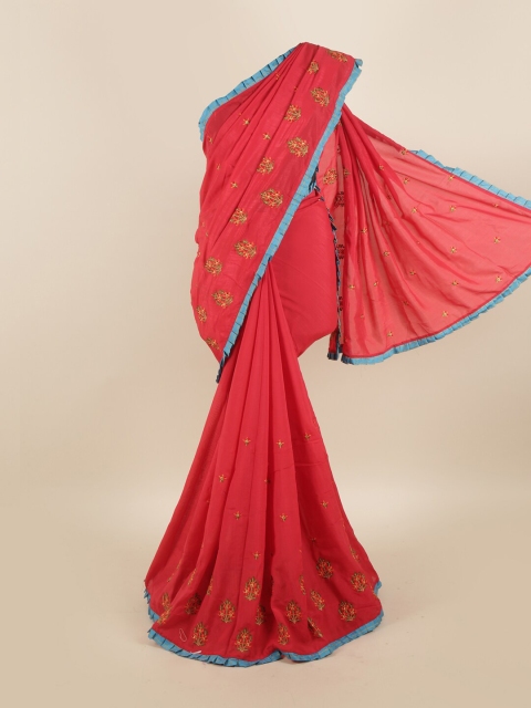 Pothys Red Floral Art Silk Saree