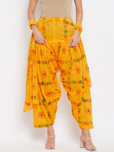 Clora Creation Women Mustard Yellow & Green Printed Cotton Loose-Fit Salwar With Dupatta
Clora Creation Women Mustard Yellow & Green Printed Cotton Loose-Fit Salwar With Dupatta