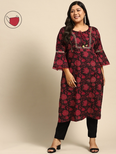 RANGMAYEE Women Navy Blue & Red Floral Printed Bell Sleeves Gotta Patti Floral Kurta
RANGMAYEE Women Navy Blue & Red Floral Printed Bell Sleeves Gotta Patti Floral Kurta