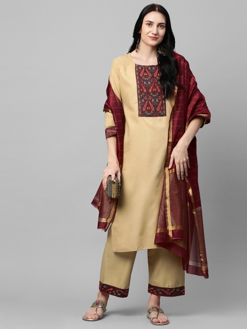 GoSriKi Women Beige Yoke Design Regular Pure Cotton Kurta with Trousers & With Dupatta
GoSriKi Women Beige Yoke Design Regular Pure Cotton Kurta with Trousers & With Dupatta