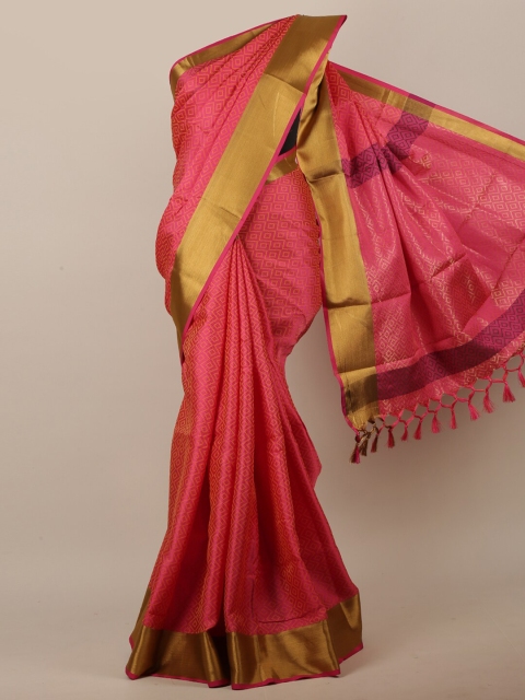 Pothys Pink & Gold Jute Silk Zari Saree