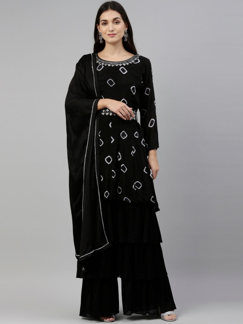 Neerus Women Black Printed Regular Thread Work Silk Georgette Kurta with Sharara & With Dupatta
Neerus Women Black Printed Regular Thread Work Silk Georgette Kurta with Sharara & With Dupatta