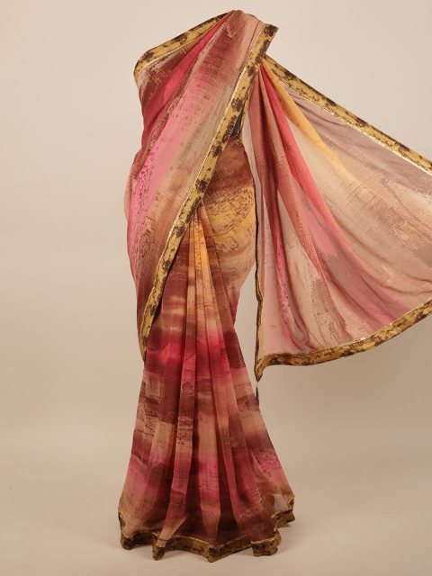 Pothys Pink & Yellow Saree
