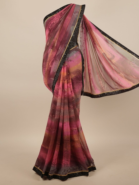 Pothys Black & Maroon Saree