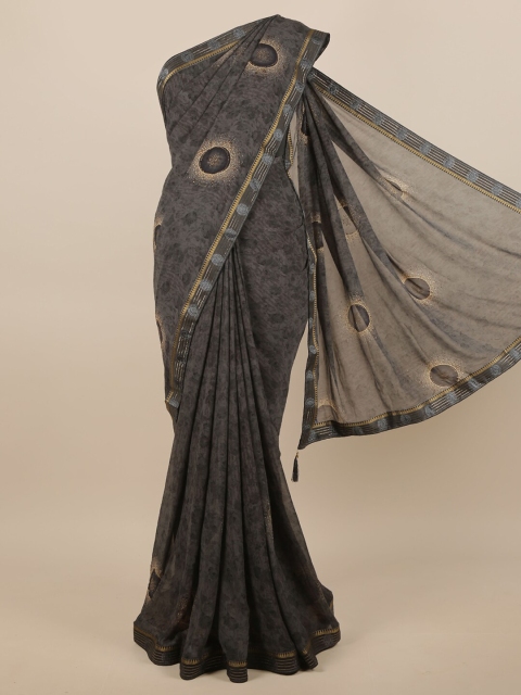 Pothys Grey & Brown Ethnic Motifs Zari Saree