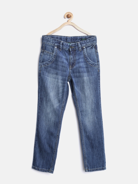 United Colors of Benetton Boys Blue Mid-Rise Washed Jeans