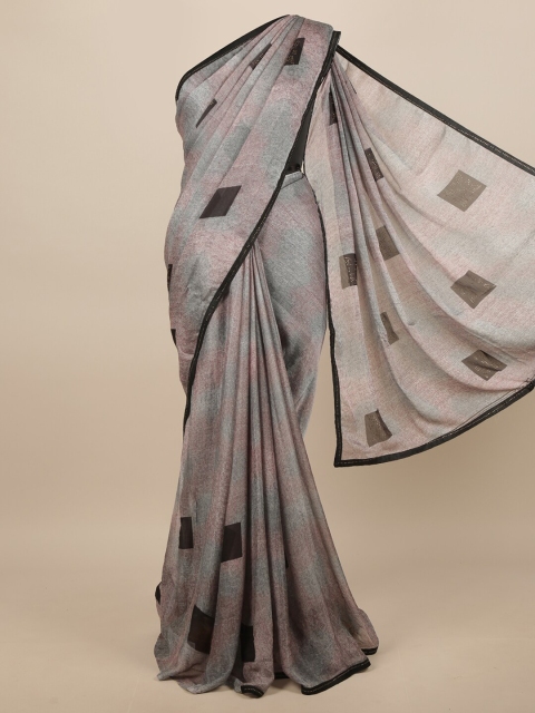 Pothys Grey & Black Printed Saree