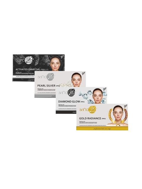 Skinatura Set of 4 Activated Charcoal+Pearl Silver+Diamond Glow + Gold Radiance Facial Kit, White
Skinatura Set of 4 Activated Charcoal+Pearl Silver+Diamond Glow + Gold Radiance Facial Kit, White