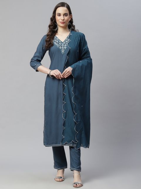 Hatheli Women Blue Embroidered Regular Thread Work Kurta with Palazzos & With Dupatta
Hatheli Women Blue Embroidered Regular Thread Work Kurta with Palazzos & With Dupatta
