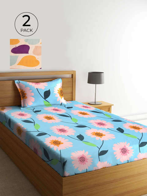 KLOTTHE Set Of 2 Multicoloured Printed Cotton 210 TC Single Bedsheet With 2 Pillow Covers, Multi
KLOTTHE Set Of 2 Multicoloured Printed Cotton 210 TC Single Bedsheet With 2 Pillow Covers, Multi