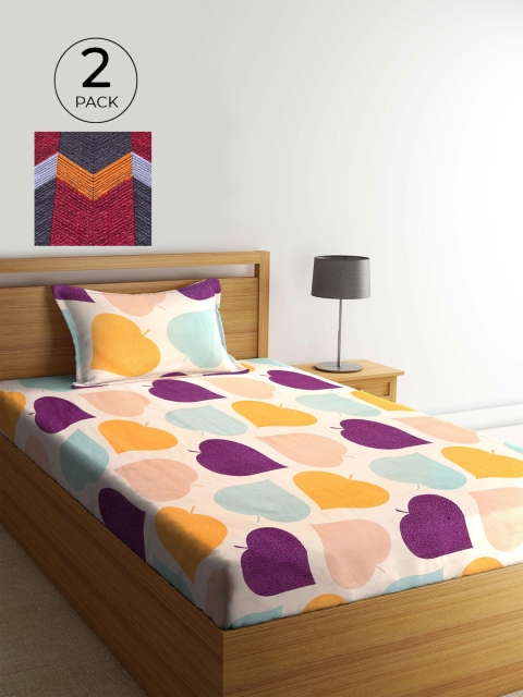 KLOTTHE Multicoloured Geometric 210 TC 2 Single Bedsheet with 2 Pillow Covers, Multi
KLOTTHE Multicoloured Geometric 210 TC 2 Single Bedsheet with 2 Pillow Covers, Multi