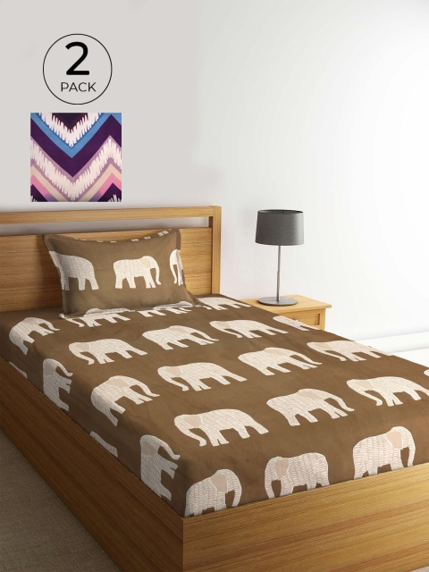 KLOTTHE Brown & White Ethnic Motifs 210 TC 2 Single Bedsheet with 2 Pillow Covers
KLOTTHE Brown & White Ethnic Motifs 210 TC 2 Single Bedsheet with 2 Pillow Covers