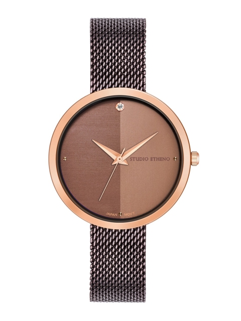 STUDIO ETHENO Women Brown Brass Dial & Black Stainless Steel Bracelet Style Straps Analogue Watch
STUDIO ETHENO Women Brown Brass Dial & Black Stainless Steel Bracelet Style Straps Analogue Watch