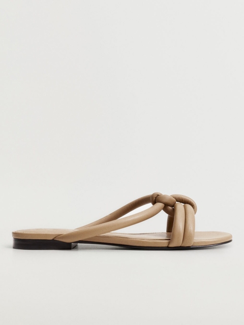 MANGO Women Beige Open Toe Flats